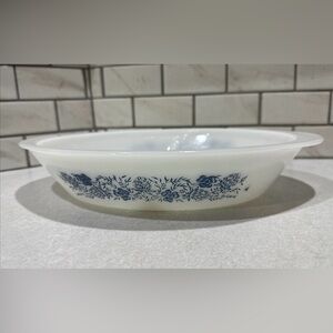 Vintage Glasbake White Milk Glass Oval Divided Baking Serving Dish  1950's